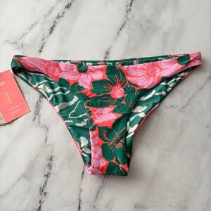 Maaji New Floral Stamp Sublimity Classic Swim Bikini Bottom (hole) Large L